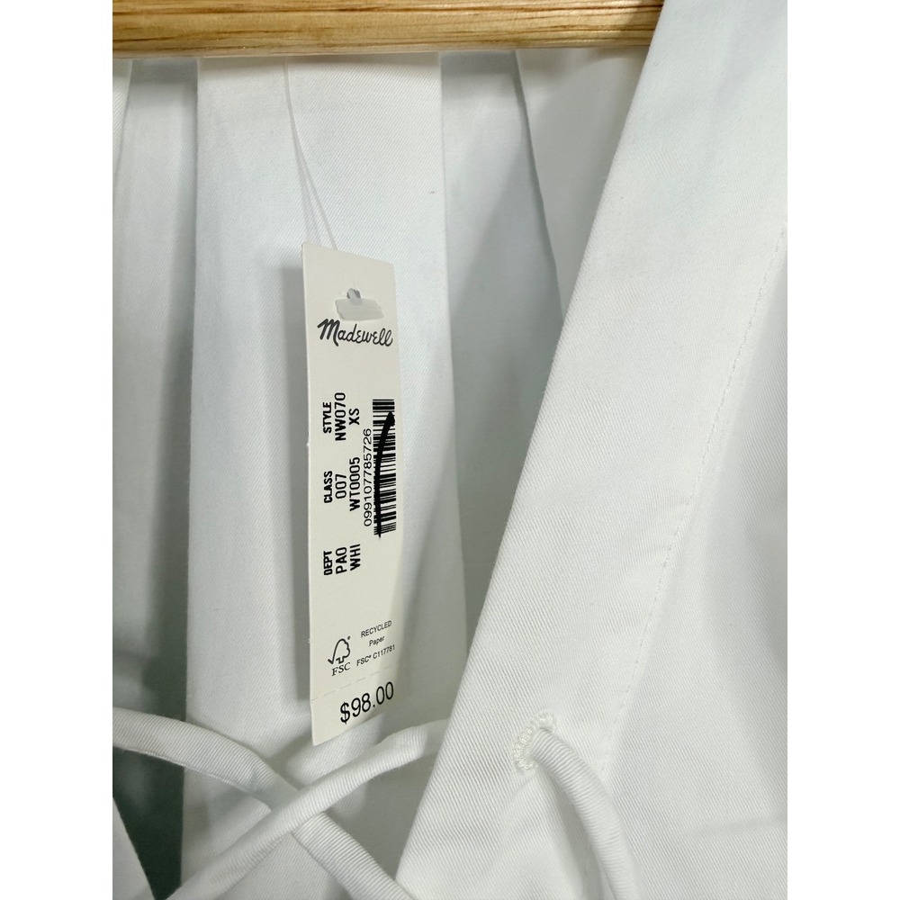 Madewell Poplin Lace-Up Top White XS NWT - Picture 7 of 8